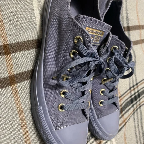 Converse All Star Low Top Gray with Gold Accents 8 - Picture 6 of 13